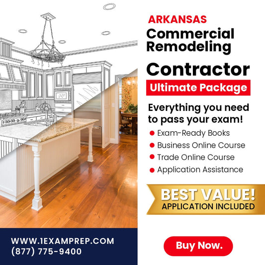 Arkansas Commercial Remodeling, Renovations, Restoration, Alterations Contractor Ultimate Exam Prep Rental Package