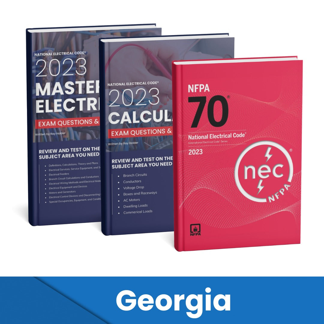 2023 Georgia Master Electrician + Electrician Calculations Study Guides & National Electrical Code Combo (Based on the 2023 NEC)