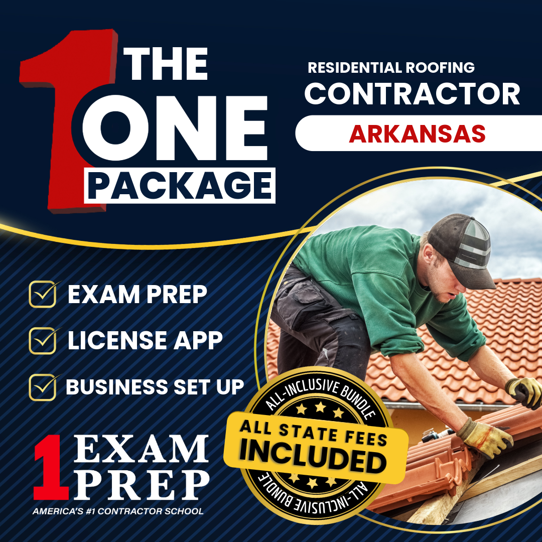 The 1 Package: All-Inclusive Arkansas Residential Roofing & Roof Decks Contractor Exam, Licensing & Business Setup Solution