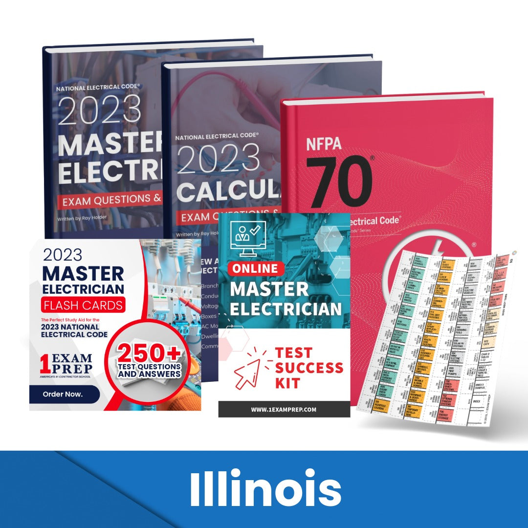 2023 Illinois Master Electrician Exam Prep Study Guides & Code Book Ultimate Combo (Based on the 2023 NEC)