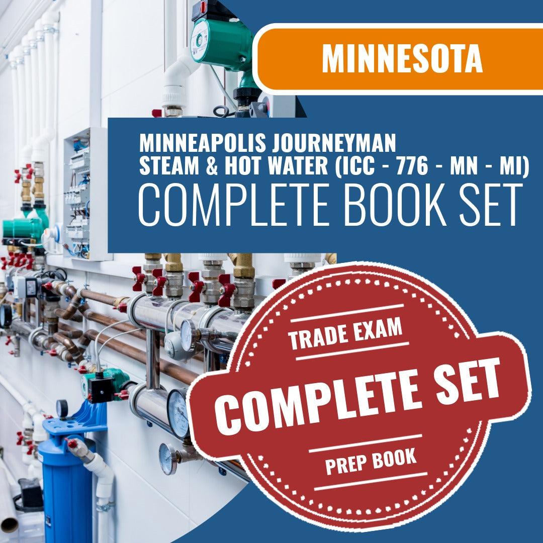 Minnesota Minneapolis Journeyman Steam & Hot Water Contractor (ICC - 776 - MN - MI) Exam Book Package