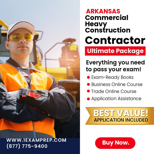 Arkansas Commercial Heavy Construction Contractor Ultimate Exam Prep Rental Package