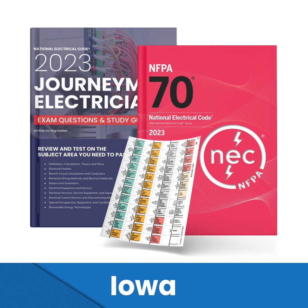 2023 Iowa Journeyman Electrician Study Guide & National Electrical Code Combo with Tabs (Based on the 2023 NEC)
