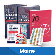 2023 Maine Master Electrician + Electrician Calculations Study Guides + Flash Cards & National Electrical Code +Tabs Super Combo (Based on the 2023 NEC)