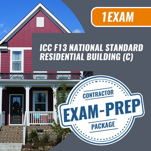 Contractor Exam Prep ICC F13 National Standard Residential Building (C) Contractor Exam prep package. We are the exam pros for all your trades licensing needs.
