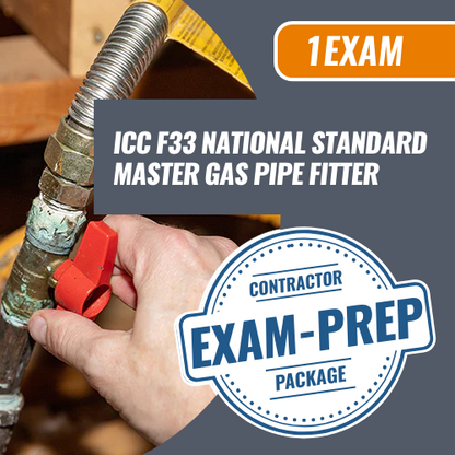 Contractor Exam Prep ICC f33 National Standard Master Gas Pipe Fitter. Contractor exam preparation package