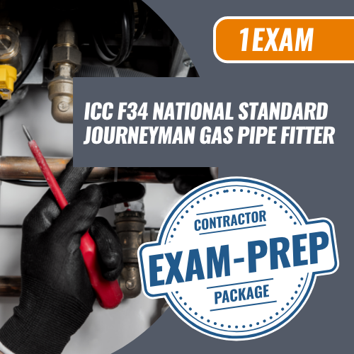 Contractor Exam Prep ICC f34 National Standard Journeyman Gas Pipe Fitter. Contractor exam preparation package