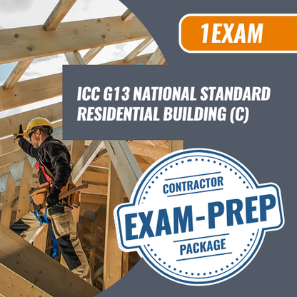 Contractor Exam Prep ICC G13 National Standard Residential Building (C). Residential contractor exam preparation package