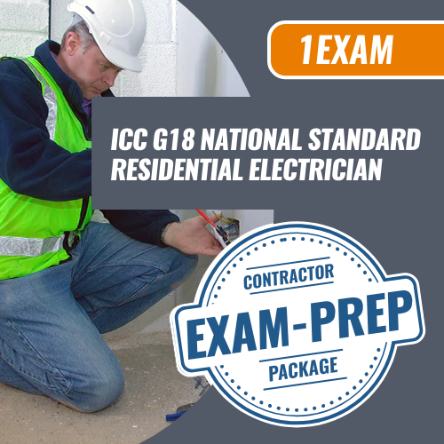Contractor Exam Prep ICC G18 National Standard Residential Electrician. Contractor exam prep package. 