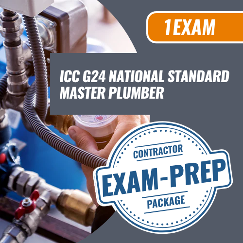 Contractor Exam Prep ICC G24 National Standard Master Plumber. Contractor exam preparation package. Get everything you need to pass your contractor exam with the exam pros at Contractor Exam Prep