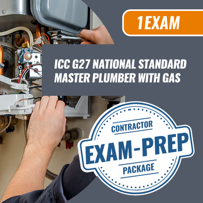 Contractor Exam Prep ICC G27 National Standard Master Plumber With Gas. Contractor exam prep package.