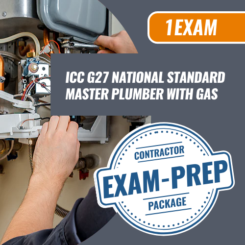 Contractor Exam Prep ICC G27 National Standard Master Plumber With Gas. Contractor exam prep package.