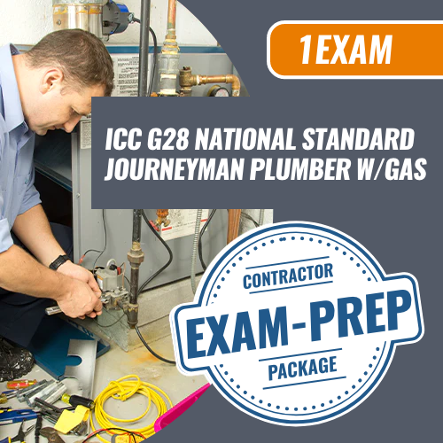 Contractor Exam Prep ICC G28 National Standard Journeyman Plumber with Gas. Contractor Exam Prep Package