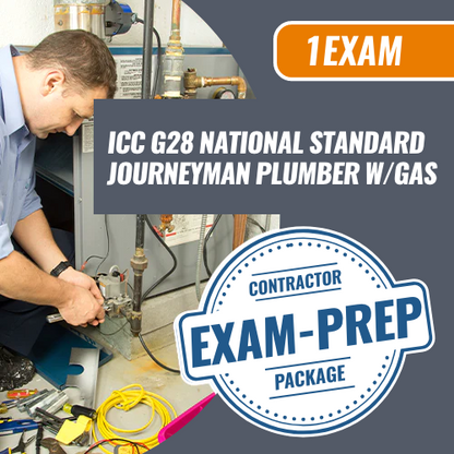 Contractor Exam Prep ICC G28 National Standard Journeyman Plumber with Gas. Contractor Exam Prep Package