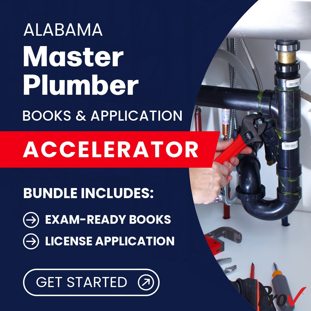 Alabama Master Plumber Books and Application Accelerator plumbing exam preparation product image from Contractor Exam Preps