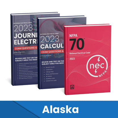 2023 Alaska Journeyman Electrician + Electrician Calculations Study Guides & National Electrical Code Combo (Based on the 2023 NEC)
