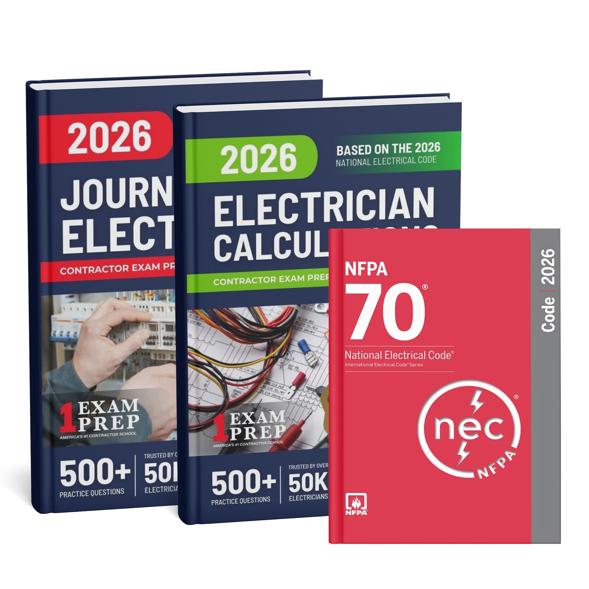 2026 Journeyman Electrician + Electrician Calculations Study Guides & National Electrical Code Combo (Based on the 2026 NEC)