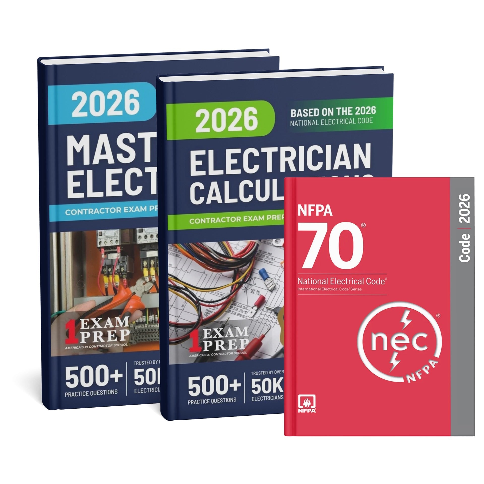2026 Master Electrician + Electrician Calculations Study Guides & National Electrical Code Combo (Based on the 2026 NEC)