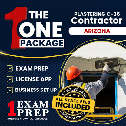 The 1 Package: All-Inclusive Arizona Plastering Commercial Contractor (C-36) Exam, Licensing & Business Setup Solution