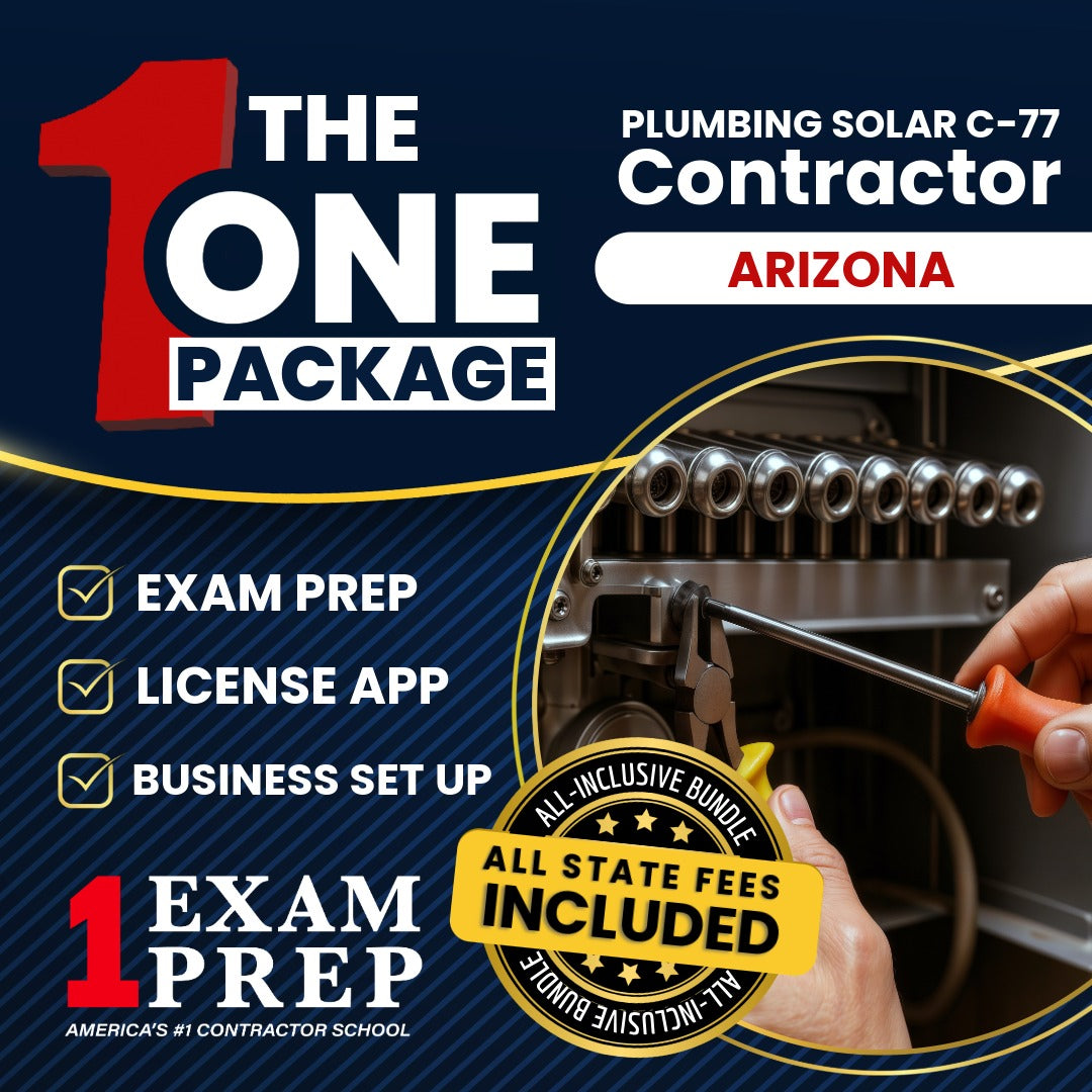 The 1 Package: All-Inclusive Arizona Plumbing, Including Solar Commercial Contractor (C-77) Exam, Licensing & Business Setup Solution
