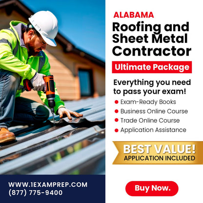Alabama Roofing and Sheet Metal Contractor Ultimate Exam Prep Rental Package