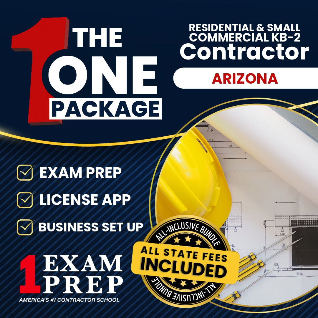 The 1 Package: All-Inclusive Arizona Dual Residential and Small Commercial Contractor (KB-2) Exam, Licensing & Business Setup Solution