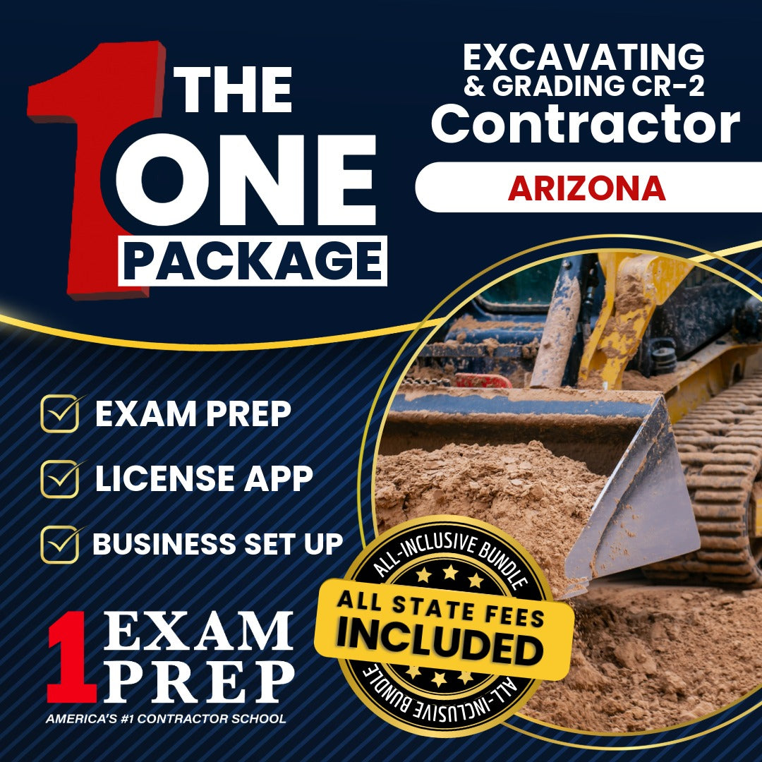 The 1 Package: All-Inclusive Arizona Excavating, Grading and Oil Surfacing Residential / Commercial Contractor (CR-2) Exam, Licensing & Business Setup Solution