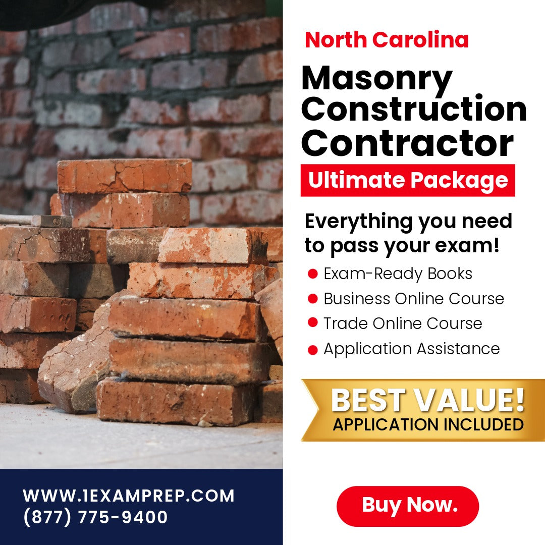 North Carolina Masonry Construction Contractor Ultimate Exam Prep Rental Package