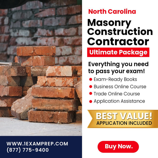 North Carolina Masonry Construction Contractor Ultimate Exam Prep Rental Package