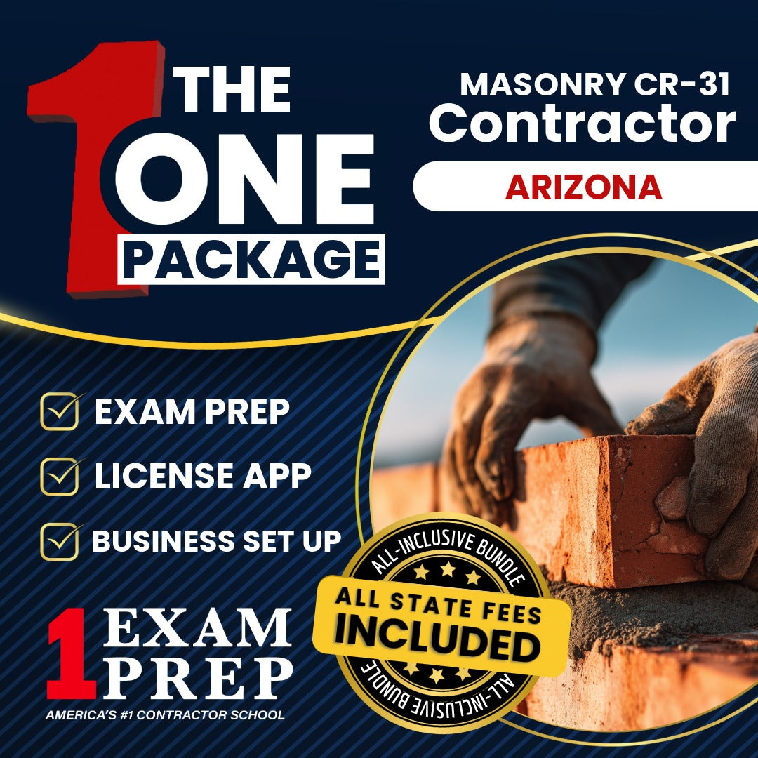 The 1 Package: All-Inclusive Arizona Masonry Residential / Commercial Contractor (CR-31) Exam, Licensing & Business Setup Solution