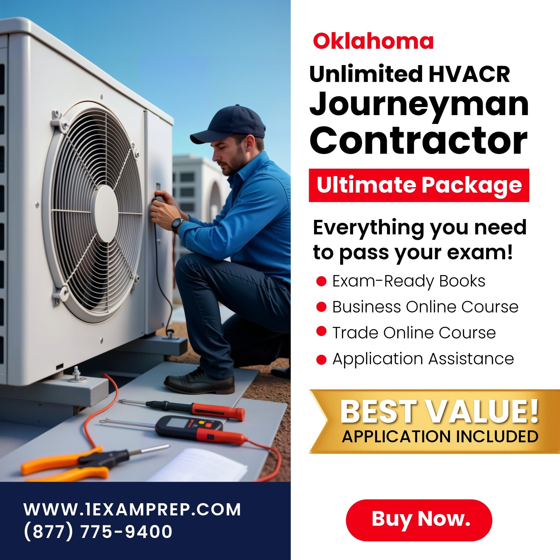 Oklahoma HVACR Journeyman Unlimited Contractor Ultimate Exam Prep Rental Package
