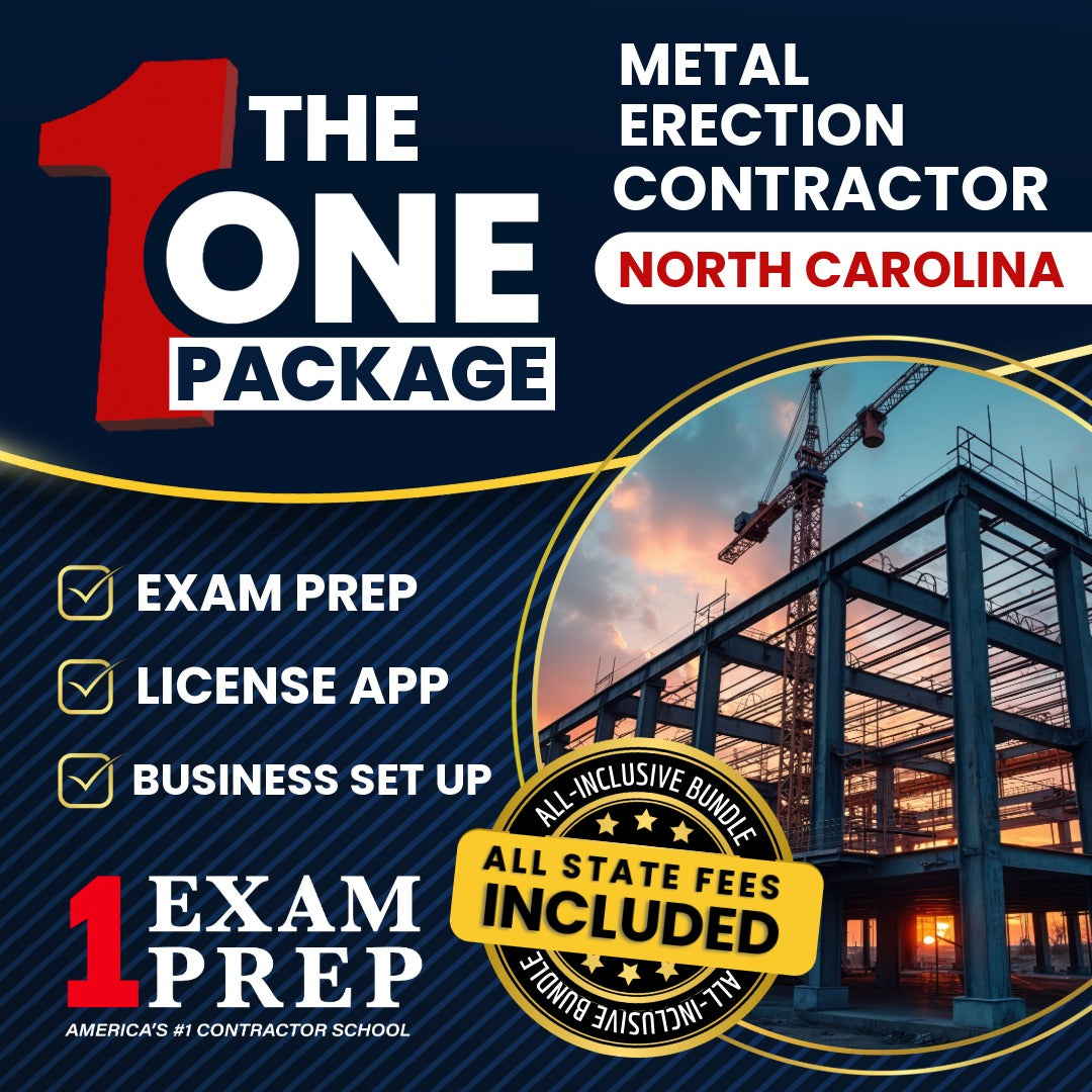 The 1 Package: All-Inclusive North Carolina Metal Erection Contractor Exam, Licensing & Business Setup Solution