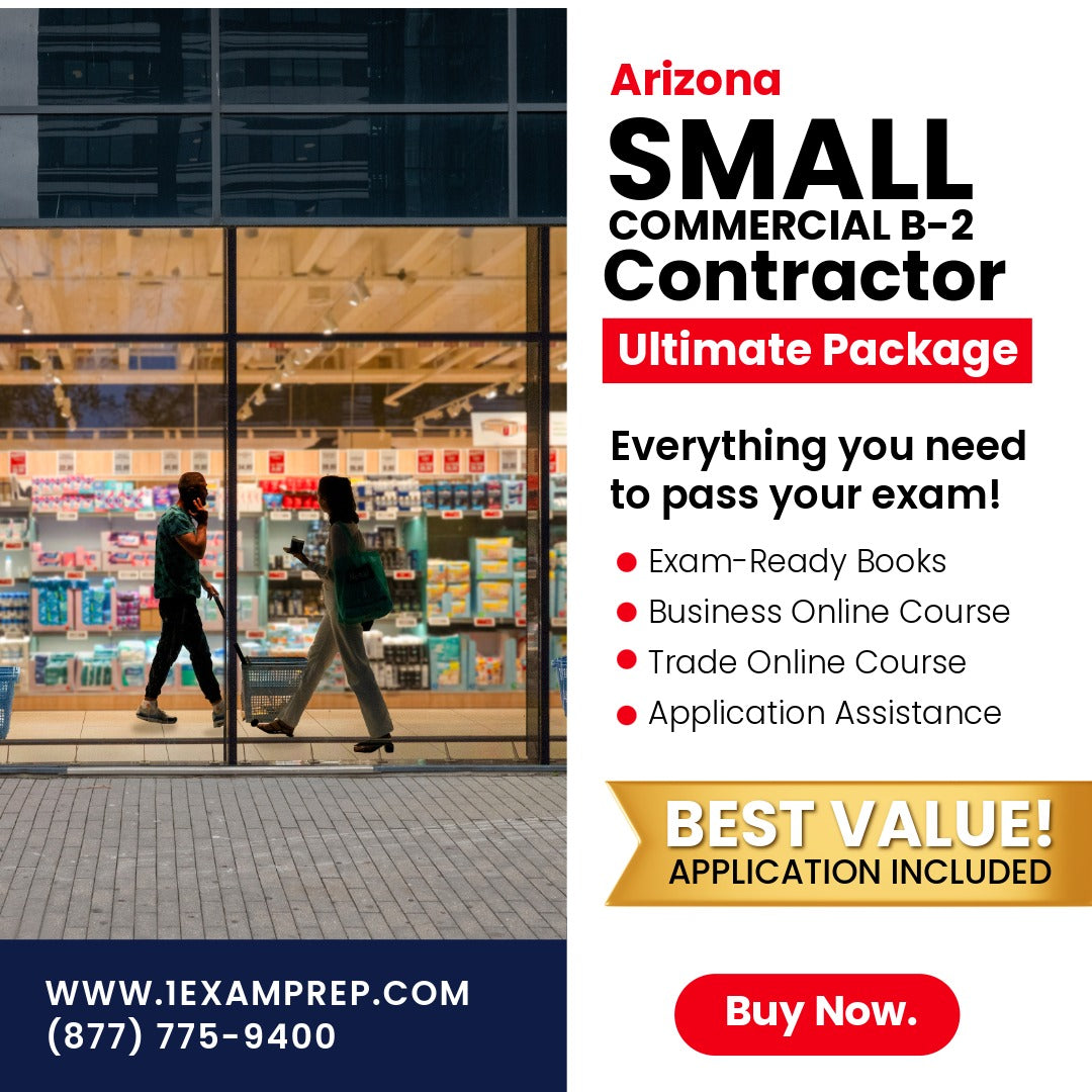Arizona General Small Commercial Contractor (B-2 ) Ultimate Exam Prep Rental Package
