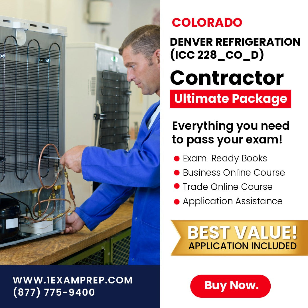 Colorado Denver Refrigeration Operator (ICC 228_CO_D) Ultimate Exam Prep Rental Package