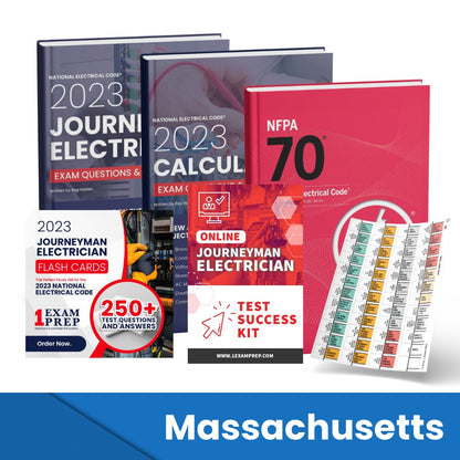 2023 Massachusetts Journeyman Electrician Exam Prep Study Guides & Code Book Ultimate Combo (Based on the 2023 NEC)