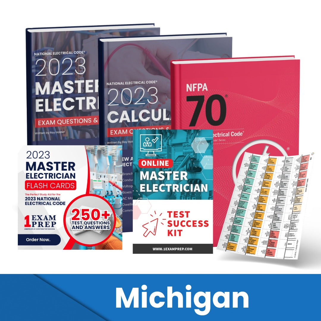 2023 Michigan Master Electrician Exam Prep Study Guides & Code Book Ultimate Combo (Based on the 2023 NEC)