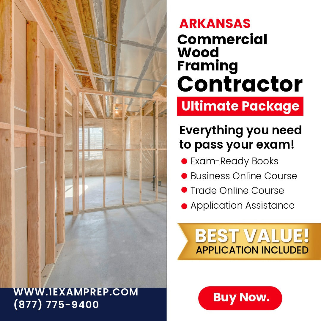 Arkansas Commercial Wood Framing Contractor Ultimate Exam Prep Rental Package