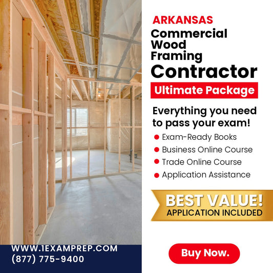 Arkansas Commercial Wood Framing Contractor Ultimate Exam Prep Rental Package
