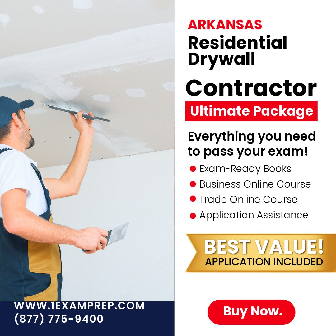 Arkansas Residential Drywall Contractor Ultimate Exam Prep Rental Package
