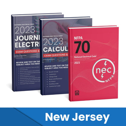 2023 New Jersey Journeyman Electrician + Electrician Calculations Study Guides & National Electrical Code Combo (Based on the 2023 NEC)