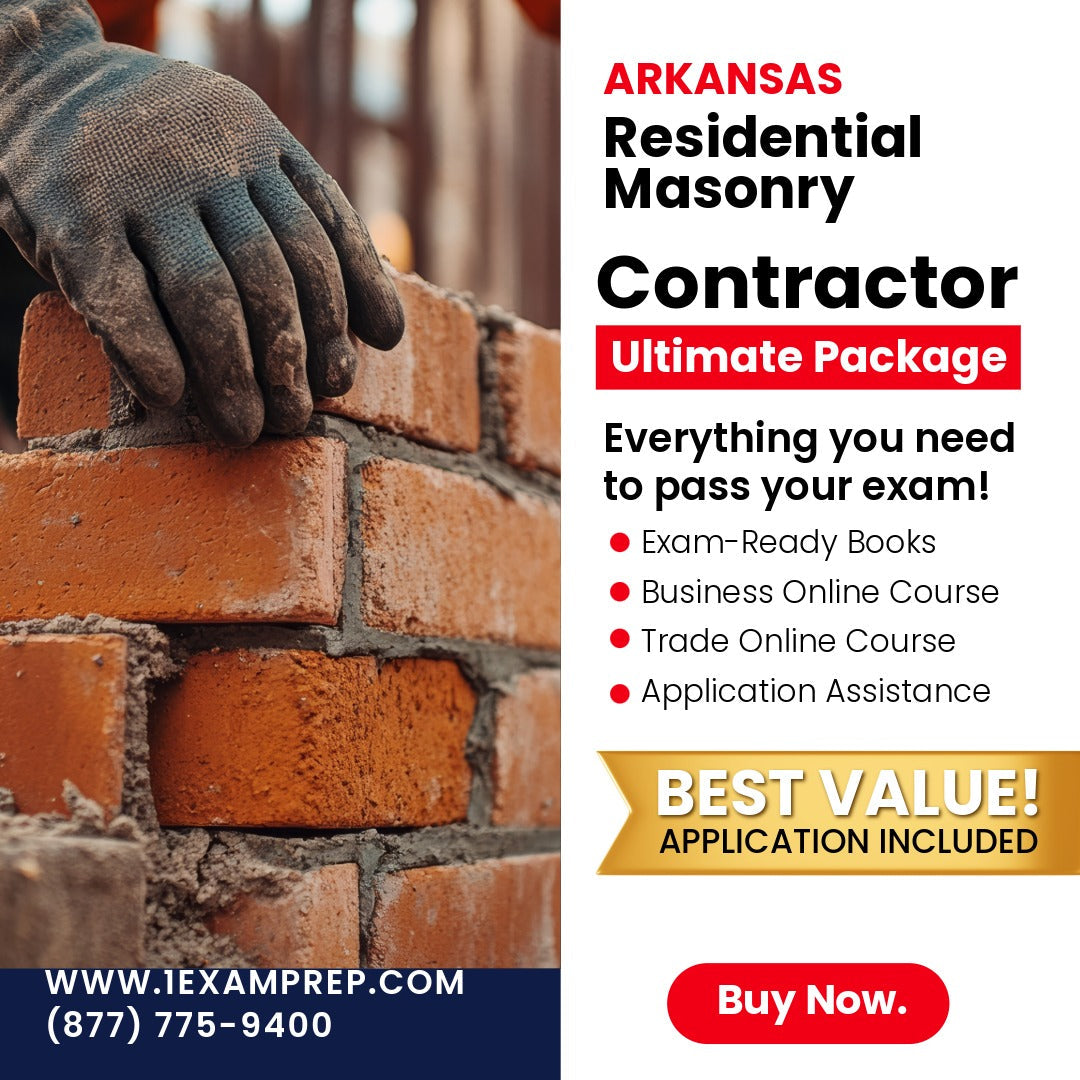 Arkansas Residential Masonry Contractor Ultimate Exam Prep Rental Package