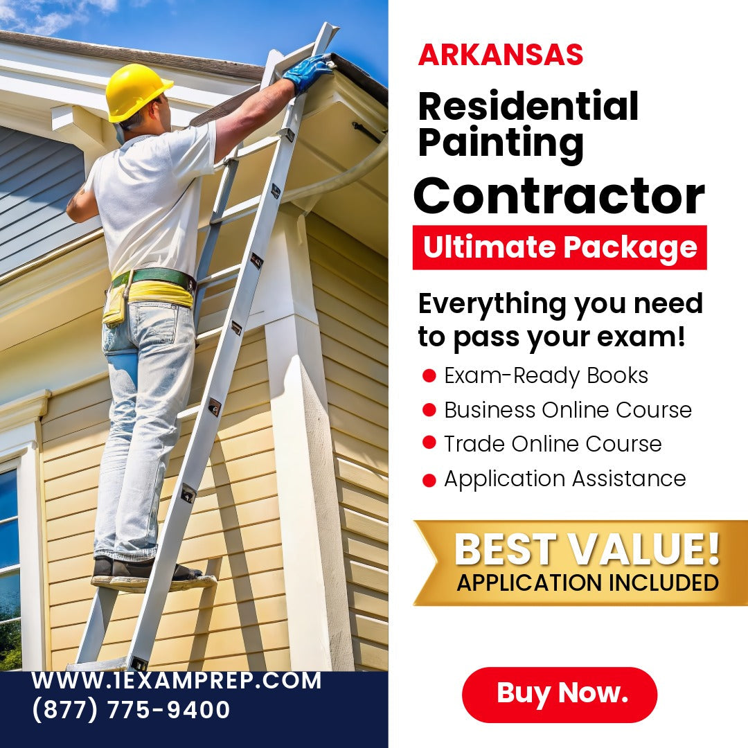 Arkansas Residential Painting, Wallcovering Contractor Ultimate Exam Prep Rental Package