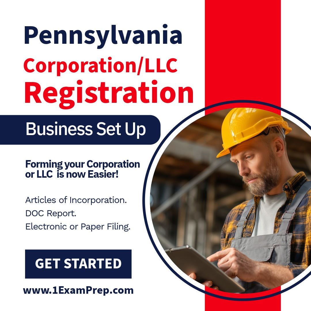 Pennsylvania Corporation or LLC Filing Registration Formation Setup