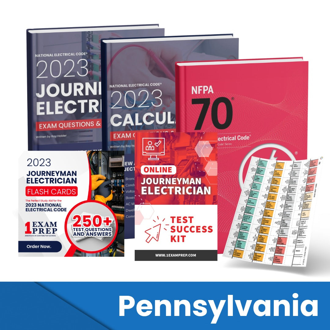 2023 Pennsylvania Journeyman Electrician Exam Prep Study Guides & Code Book Ultimate Combo (Based on the 2023 NEC)