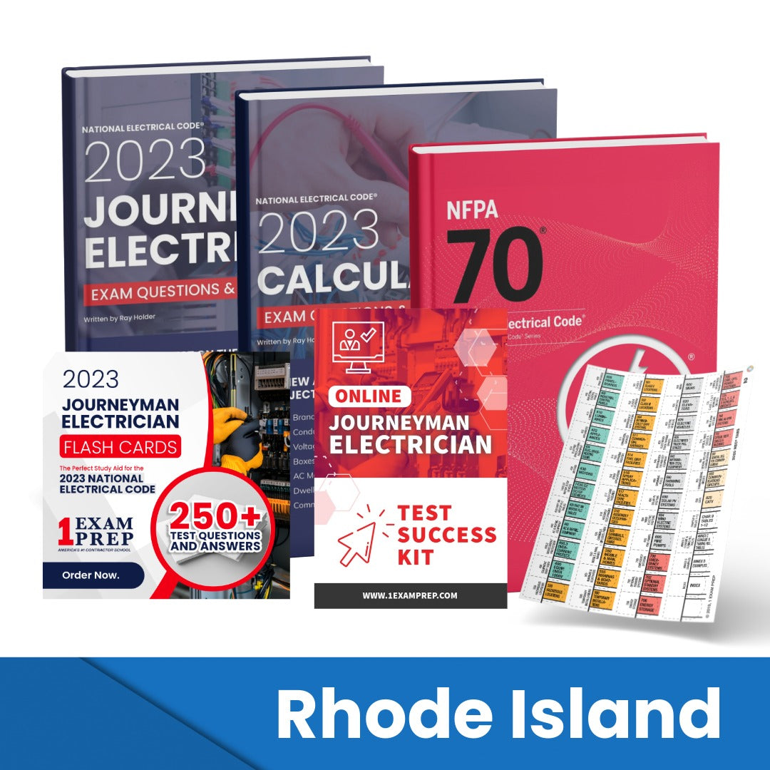 2023 Rhode Island Journeyman Electrician Exam Prep Study Guides & Code Book Ultimate Combo (Based on the 2023 NEC)