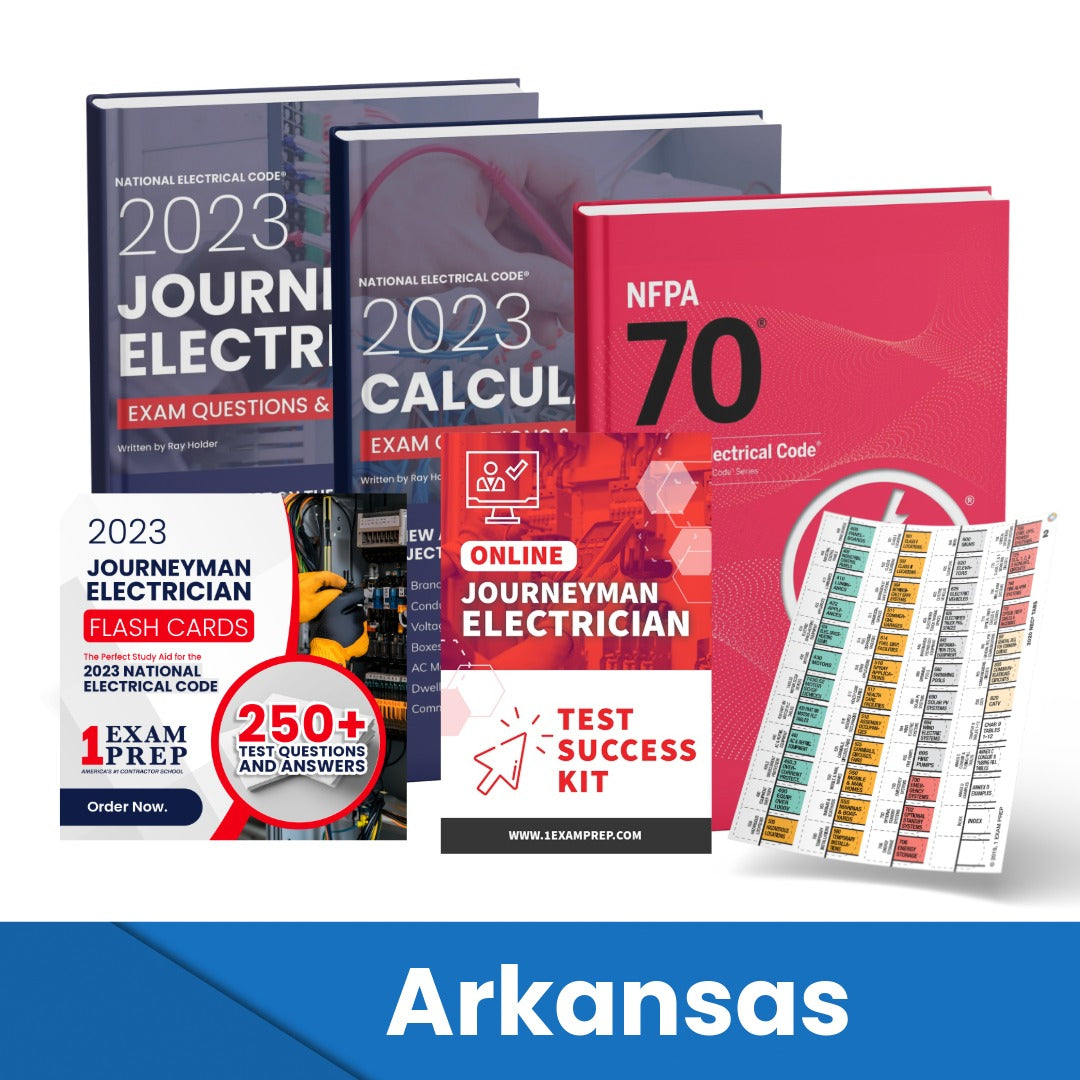 2023 Arkansas Journeyman Electrician Exam Prep Study Guides & Code Book Ultimate Combo (Based on the 2023 NEC)