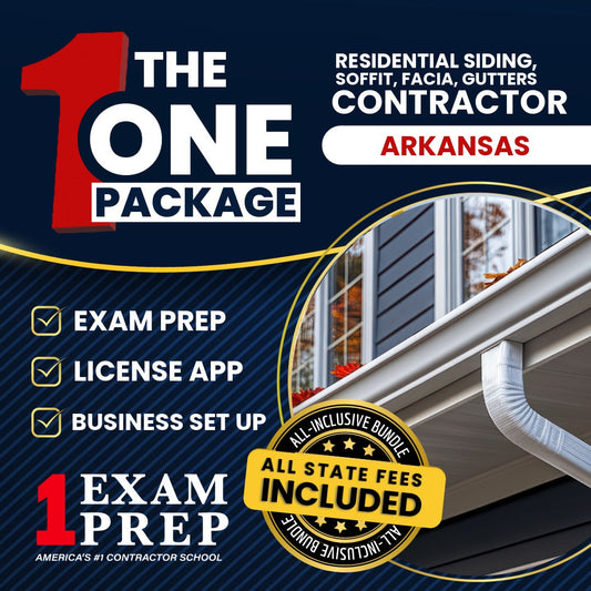 The 1 Package: All-Inclusive Arkansas Residential Siding, Soffit, Facia, Gutters Contractor Exam, Licensing & Business Setup Solution