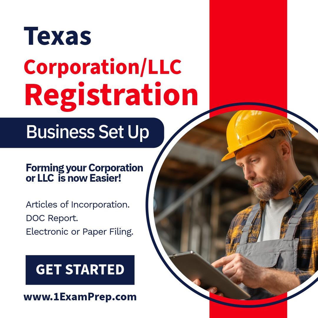 Texas Corporation or LLC Filing Registration Formation Setup