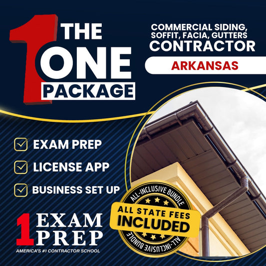 The 1 Package: All-Inclusive Arkansas Commercial Siding, Soffit, Facia, Gutters Contractor Exam, Licensing & Business Setup Solution