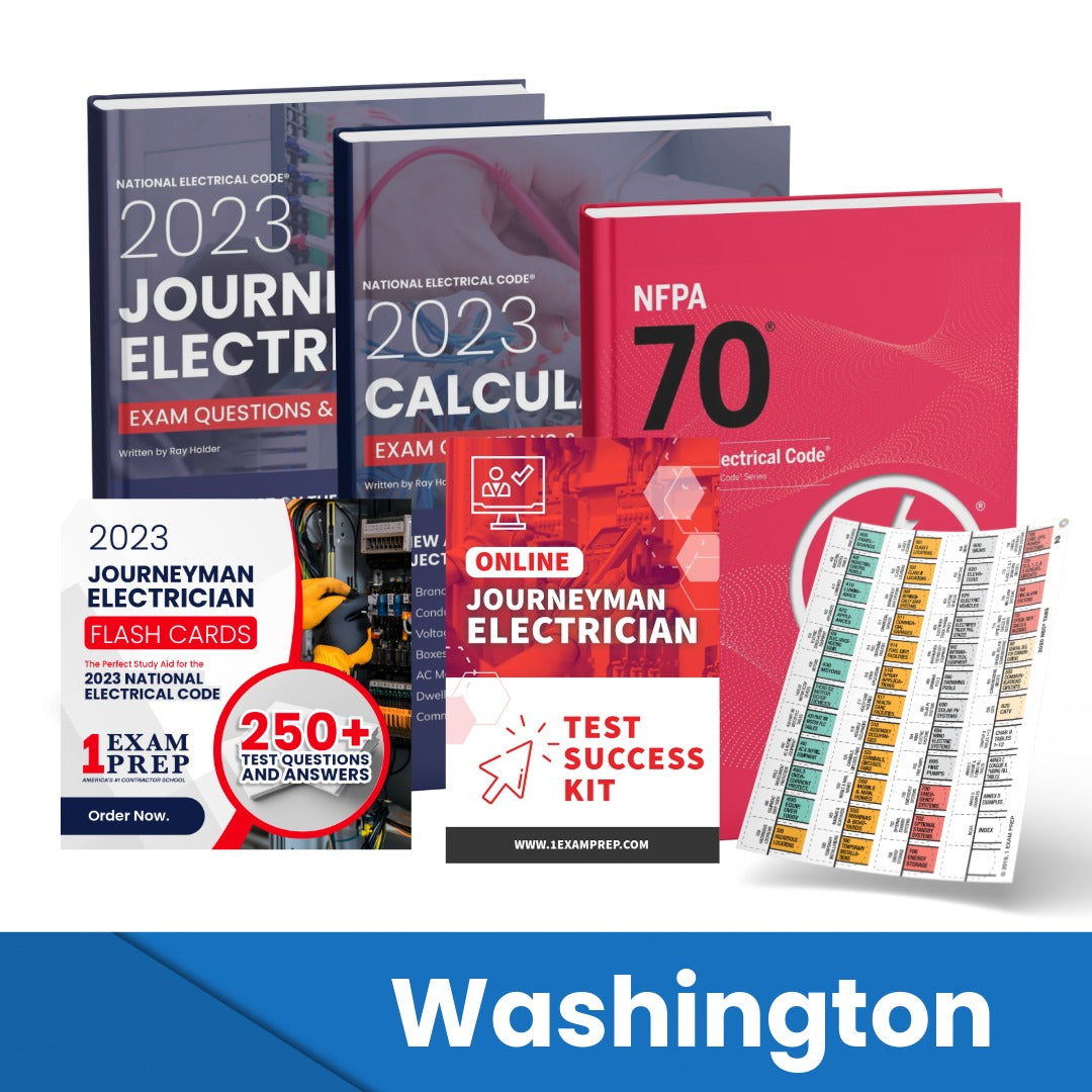 2023 Washington Journeyman Electrician Exam Prep Study Guides & Code Book Ultimate Combo (Based on the 2023 NEC)